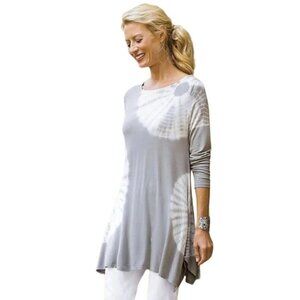 Soft Surroundings Lagenlook Tie Dye Pullover Tunic Top Women's Light Grey Size M